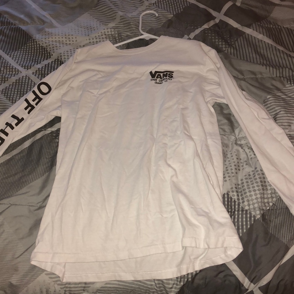 Adult Medium White Vans Long Sleeve Tee